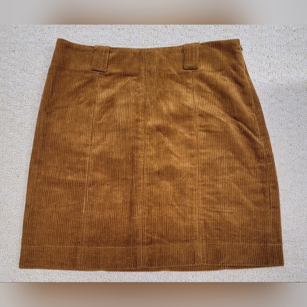 Urban Outfitters S Beige Corduroy Mini Skirt Hidden Side Zipper Excellent Cond